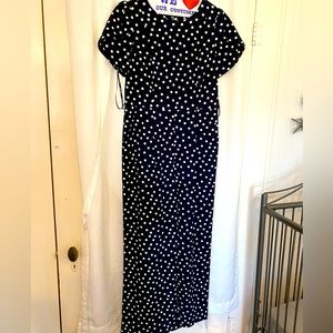Calvin Klein dressy dark navy blue jumpsuit with polka dots and pockets